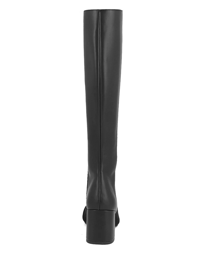 Mia Women's Bettina Block Heel Tall Contrast Dress Boots