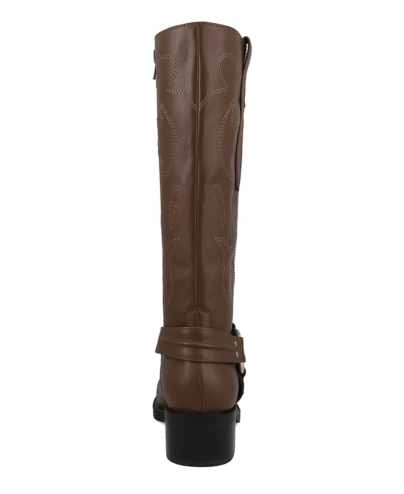 Mia Women's Diego Tall Harness Strap Block Heel Western Boots