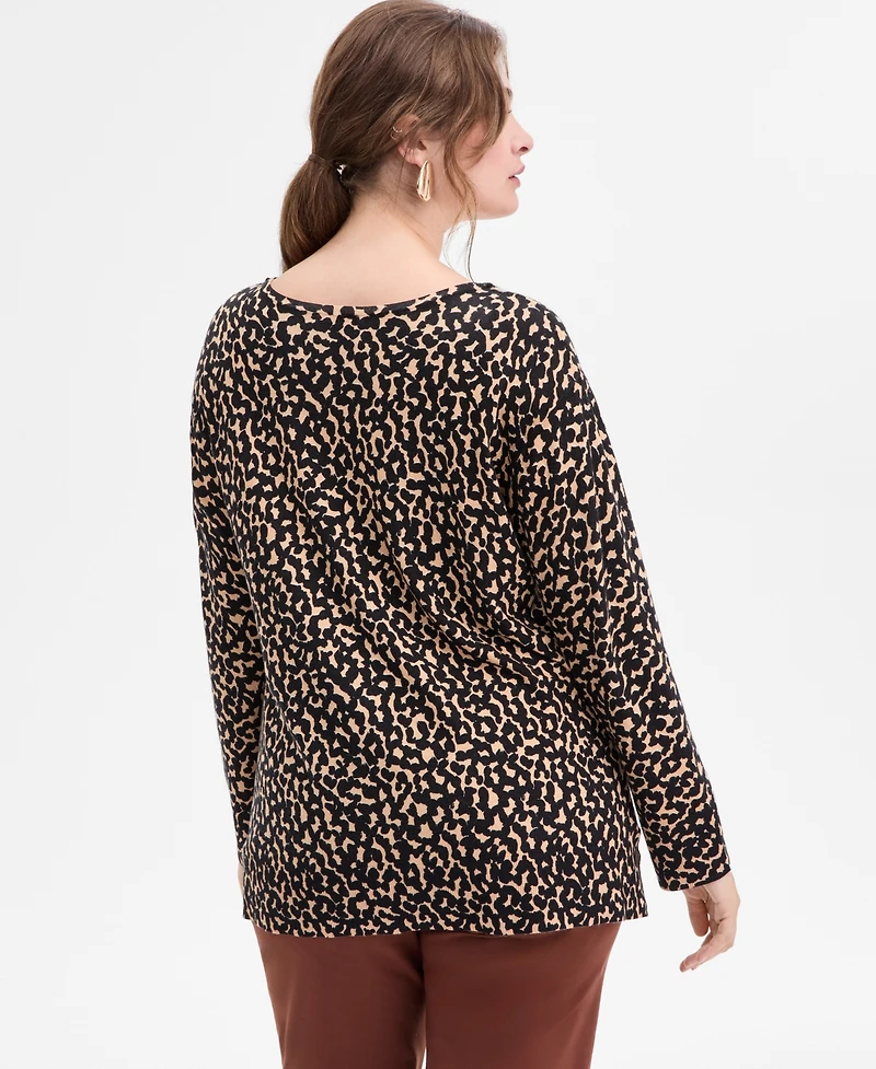 I.n.c. International Concepts Plus Spotted V-Neck Tunic, Macy's Exclusive