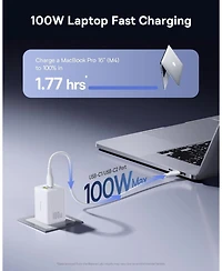 Baseus 100W Usb C Charger Block, 3-Port Foldable Compact Pps Wall Charger, Fast Charging Power Adapter White