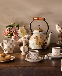 MacKenzie-Childs Wild Rose White Enameled 2-Qt. Tea Kettle