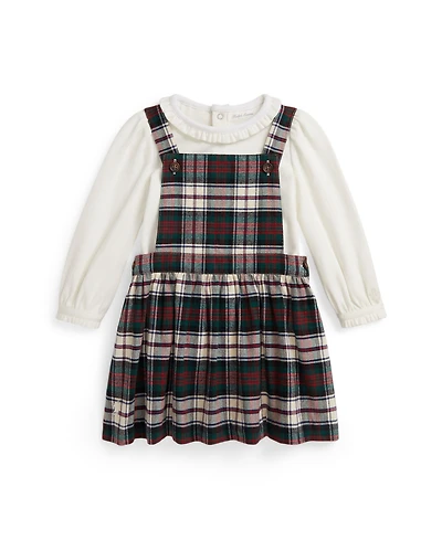 Polo Ralph Lauren Baby Girls 2-Piece Interlock Bodysuit and Brushed Oxford Dress Set