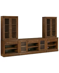 Furniture Amren 65" Wood 2 Door Console and Hutches with Open Base Drawers