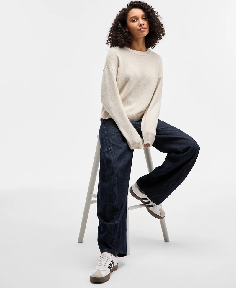 Freshman Juniors' Drop-Shoulder Long-Sleeve Sweater