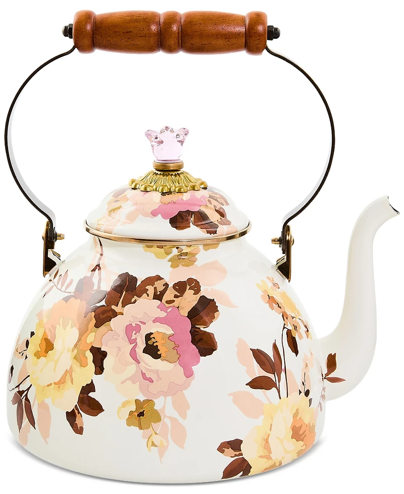 MacKenzie-Childs Wild Rose White 3-Qt. Tea Kettle