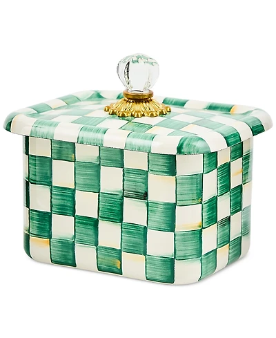 MacKenzie-Childs Emerald Check Enameled Steel Recipe-Card Box