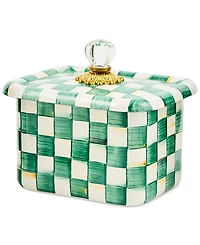 MacKenzie-Childs Emerald Check Enameled Steel Recipe-Card Box