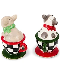 MacKenzie-Childs Check It Out French Bulldog Salt & Pepper Set