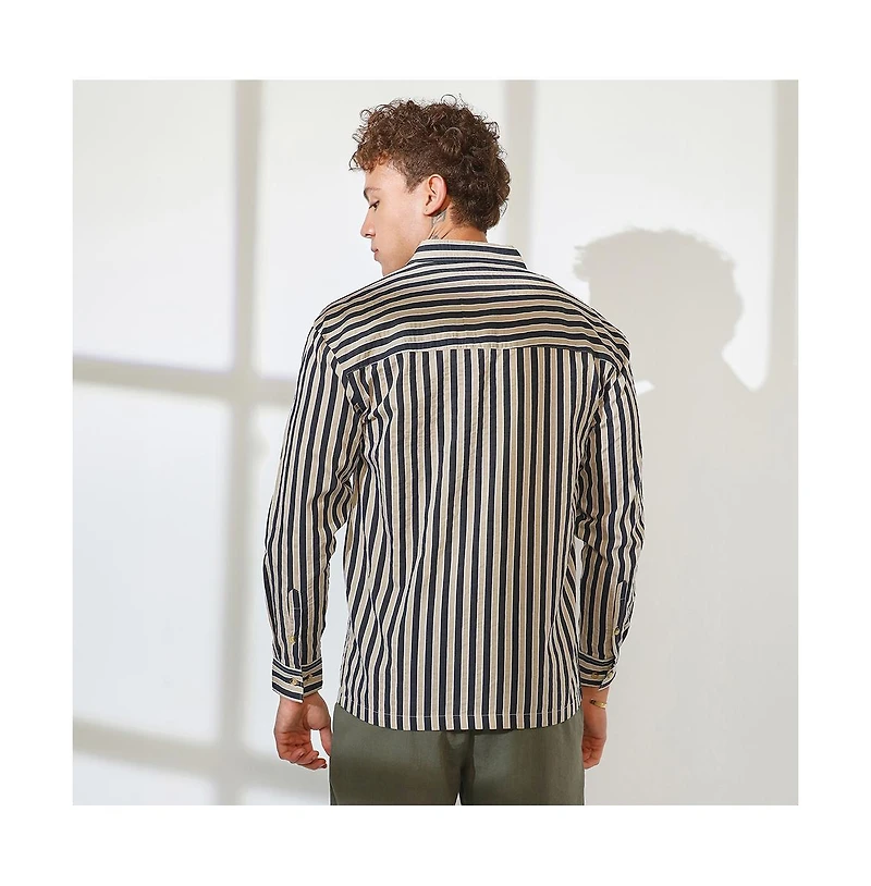 Campus Sutra Men's Candy Striped Oversized Shirt