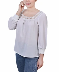 Ny Collection Petite 3/4 Sleeve Square Neck Top