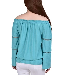 Ny Collection Petite Off The Shoulder Long Sleeve Top