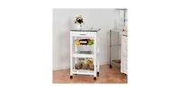 Slickblue Kitchen Cart with Storage Drawer and Stainless Steel Top for Easy Organization