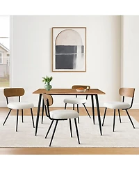 Maison Boucle Modern 5-Piece Dining Set, 47 Inch Wood Grain Table with Fabric Upholstered Chairs for Dining Room-Maison Boucle