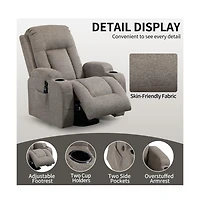 Power Lift Recliner Chair with Heat & Massage, Usb Port Cup Holders, Grey Electric Massage for Seniors-Maison Boucle