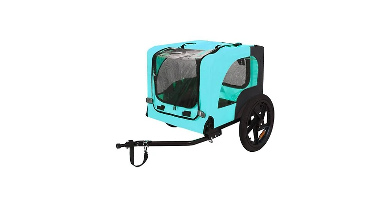 Light Blue Pet Bike Dog Cart for Bicycle Suitable for Small and Medium Pets Folding Cart Frame Quick Release Wheel Internal Leash