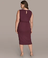 Donna Karan New York Plus Sarong Sleeveless Skirt Midi Dress