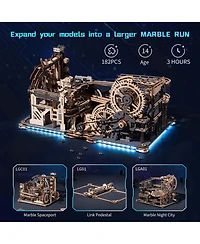 Robotime 3D Puzzle, Spaceport and Night City Model Kit with Exquisite Accessories for Kids Adults, White, 11.97"8.98"5.9"