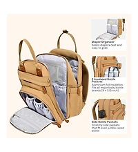 BabbleRoo Toddler Diaper Bag Backpack Stylish 26L Hands Free with Changing Pad, Stroller Straps & Water-Resistant, Safari, Large