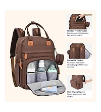 BabbleRoo Toddler Diaper Bag Backpack Stylish 26L Hands Free with Changing Pad, Stroller Straps & Water-Resistant, Safari, Large