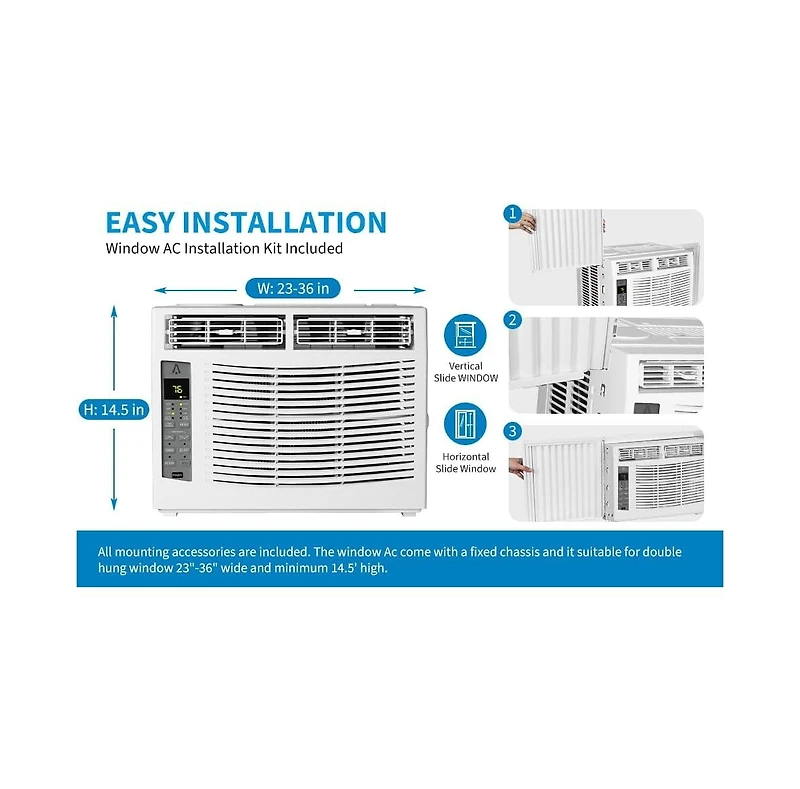 Gaomon 6,000 Btu WiFi Smart Window Air Conditioner - Energy Saving, Quiet Operation, Remote Controlled, Fast Cooling for Rooms up to 269 Sq. Ft