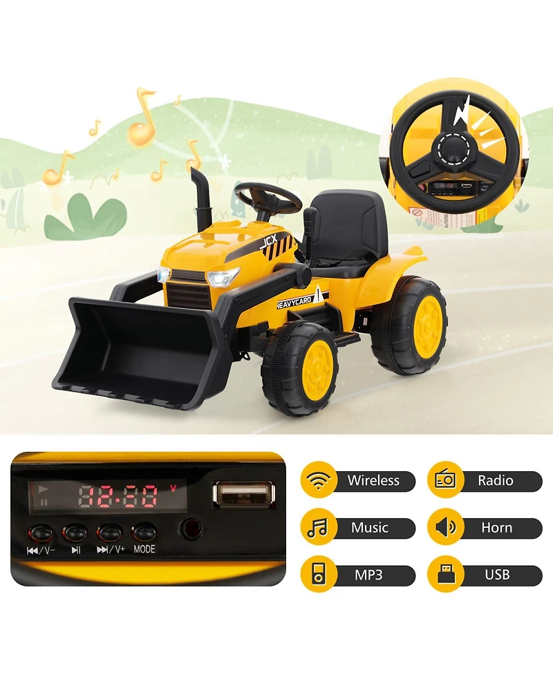 Akiudex 12V Kids Ride On Excavator with Remote Control and Music for Ages 3 and Up