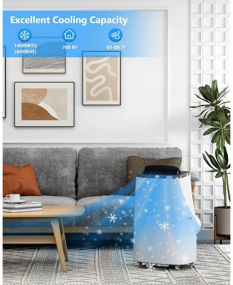 gaomon 14,000 Btu Portable Air Conditioner - Efficient Cooling, Window Vent Kit & Remote Included, Dark Grey, Cools Rooms up to 750 Sq. Ft