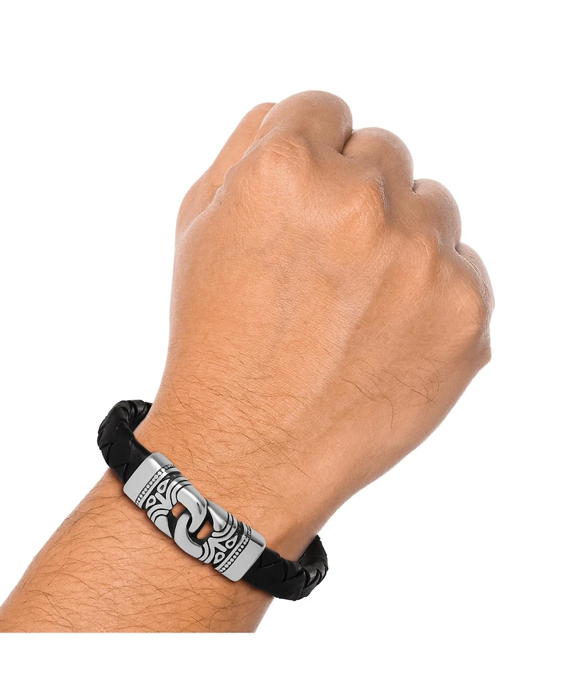 Lucky Brand Black Woven Leather Bracelet