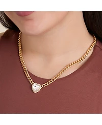 Jessica Simpson Gold-Tone Heart Pendant Necklace & Crystal Stud Earring Set