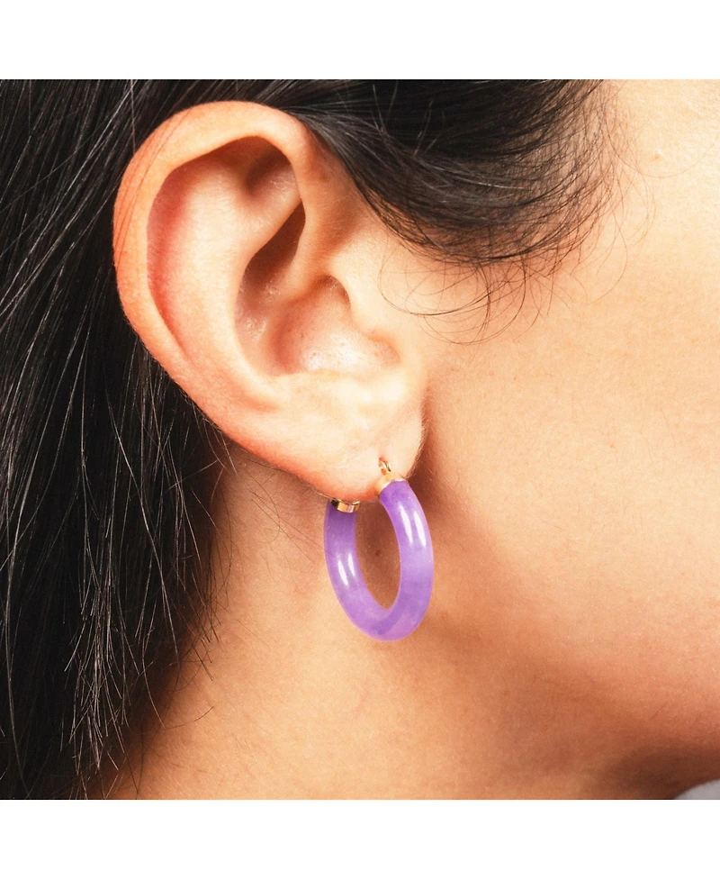 The Lovery Lavender Jade Hoop Earrings 14K Gold
