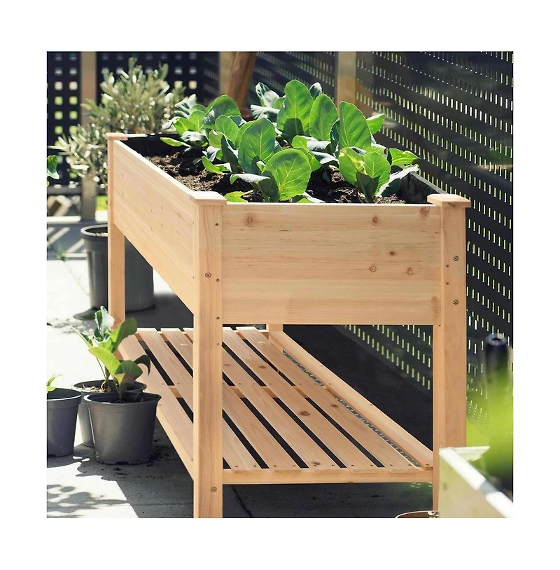 Slickblue Outdoor Wood Raised Garden Bed Planter Box on Wheels for Easy Mobility