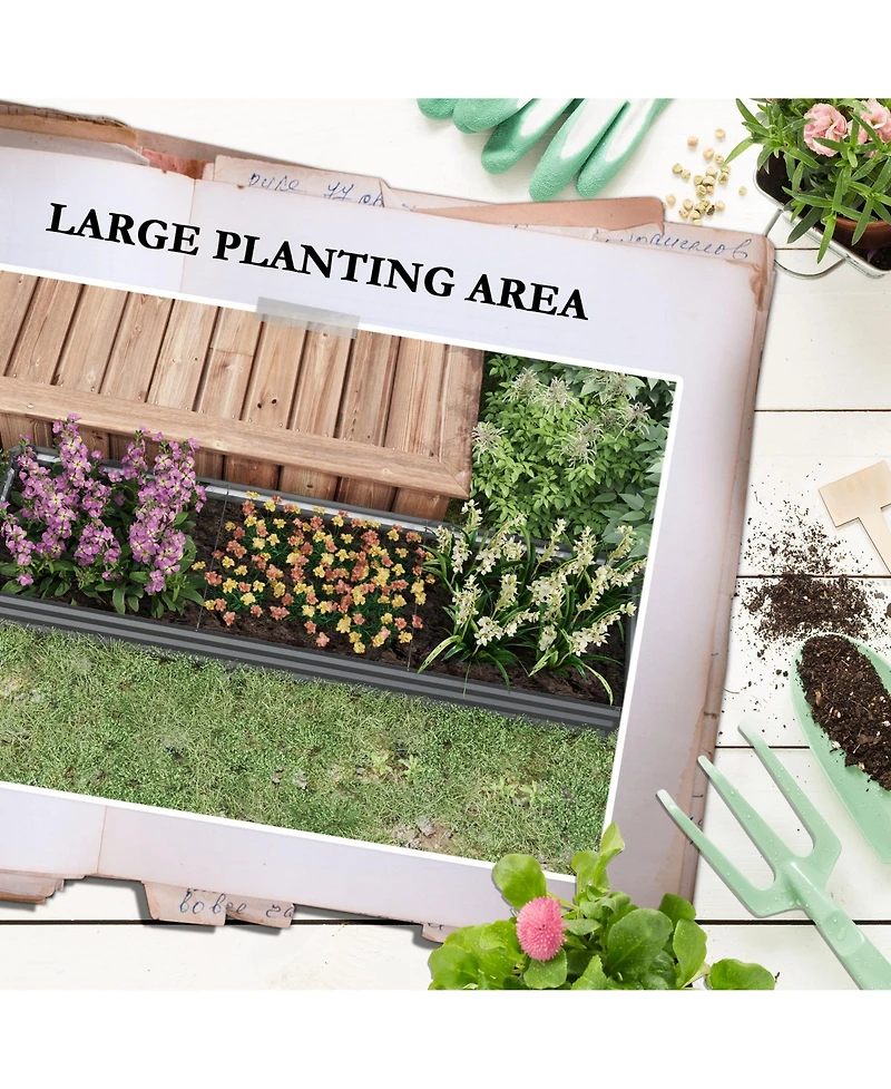 Outsunny 8x2x1ft Galvanized Raised Garden Bed Large Elevated Planter Box