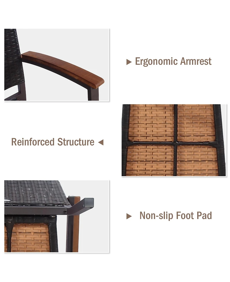 Costway Outdoor Patio Pe Rattan Dining Chairs Armrest Stackable Garden