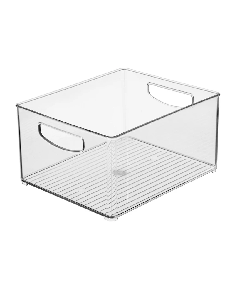 iDesign Plastic Stackable Pantry Bins with Handles, 4 Pack, Clear