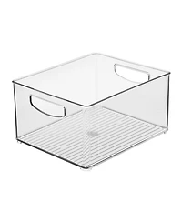 iDesign Plastic Stackable Pantry Bins with Handles, 4 Pack, Clear