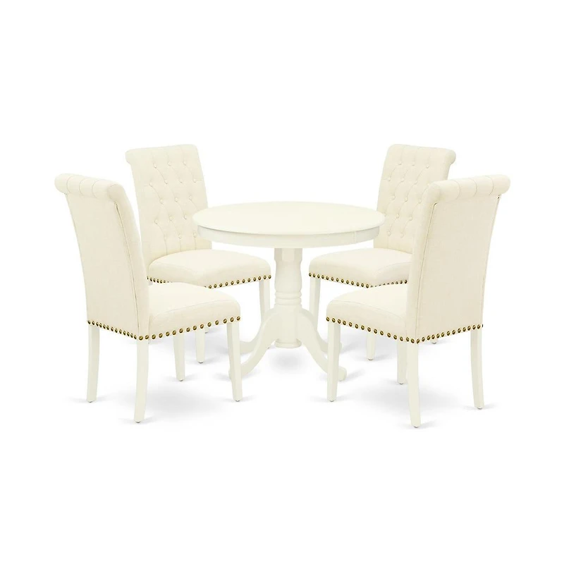 East West Furniture Dining Room Set Linen White