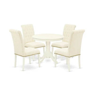 East West Furniture Dining Room Set Linen White