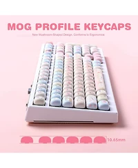 Yunzii Cute Pink Kitten Custom Keycaps, 141 Keys Dye Sub Pbt Mog Profile Keycap Set for Mechanical Gaming Keyboards