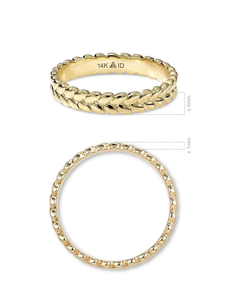 Devata Wheat Ring 14K Gold, 8, approx. 3.0 grams