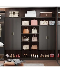 Homsee Black multifunctional wardrobe with storage compartments, bedroom Armoire, Closet
