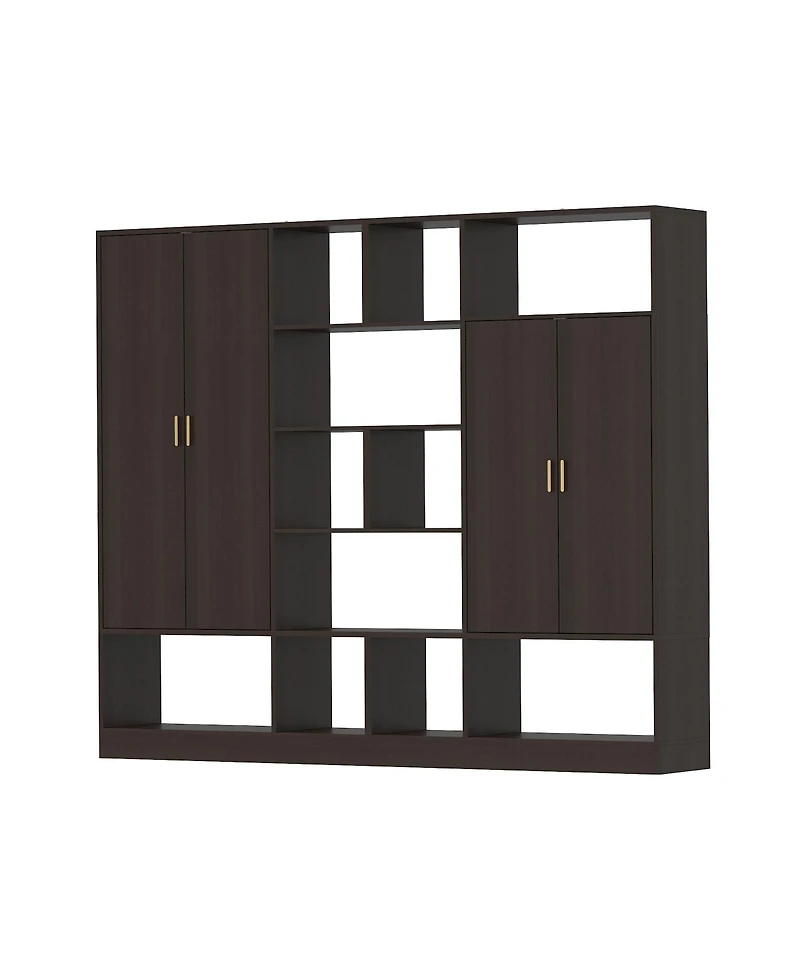 Homsee Black multifunctional wardrobe with storage compartments, bedroom Armoire, Closet