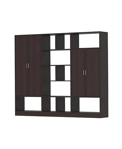 Homsee Black multifunctional wardrobe with storage compartments, bedroom Armoire, Closet