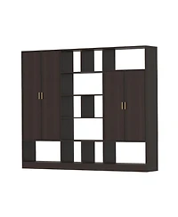 Homsee Black multifunctional wardrobe with storage compartments, bedroom Armoire, Closet