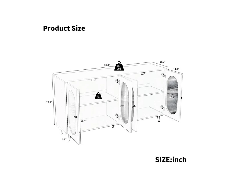 Casainc Freestanding Storage Accent Cabinet with Acrylic Doors