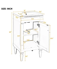 Casainc 18" Freestanding Bathroom Vanity with Sink and Adjustable Shelf for Small Spaces
