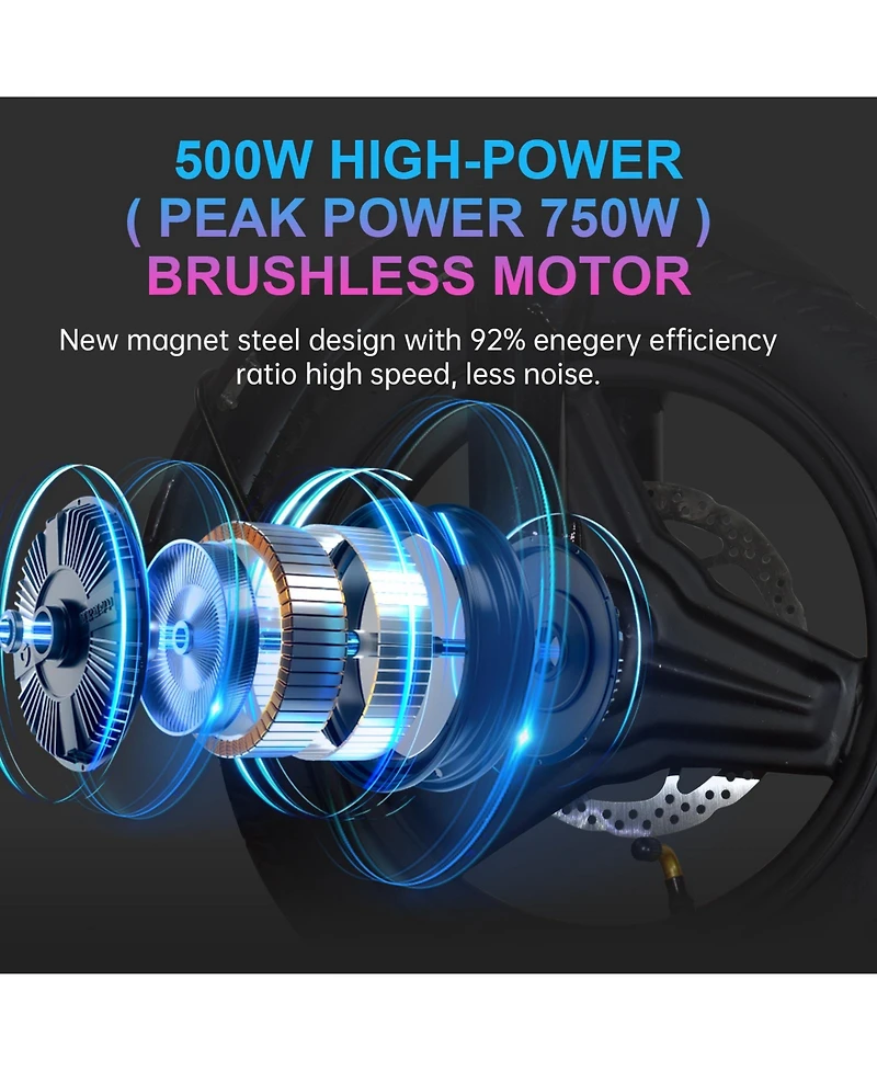 Ltmate Global Inc. Foldable Electric Bicycle, 500W Peak Motor 45 Miles 80KM Max Range, Upgraded E-bike with Front Basket, Phone Holder and Digital Dis