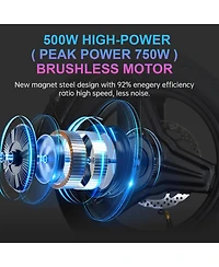 Ltmate Global Inc. Foldable Electric Bicycle, 500W Peak Motor 45 Miles 80KM Max Range, Upgraded E-bike with Front Basket, Phone Holder and Digital Dis