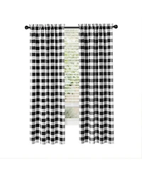 Kate Aurora Modern Country Farmhouse 3 Piece Buffalo Check Plaid Window Curtains & Valance Set