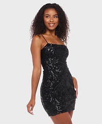 B Darlin Juniors' Strappy Mesh Sequin Bodycon Dress