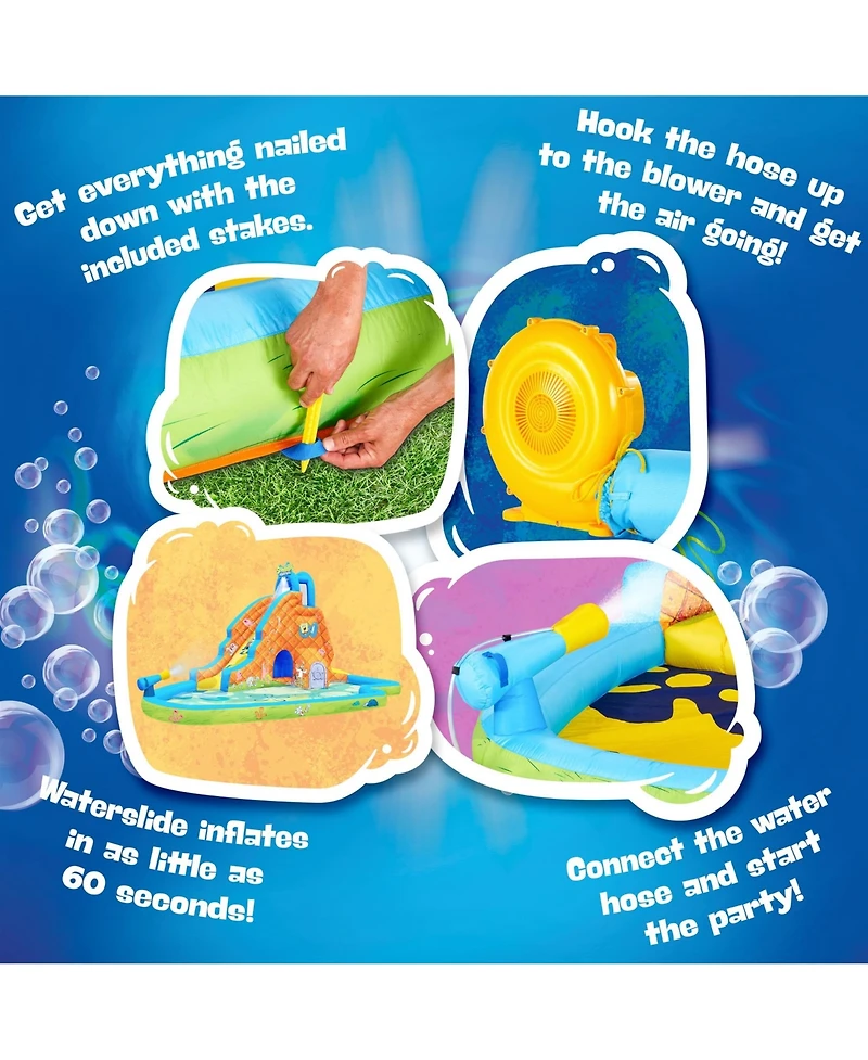 Sunny & Fun SpongeBob Slide ‘N Spray Inflatable Water Slide with Climbing Wall, Splash Down Pool & More