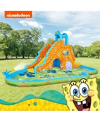 Sunny & Fun SpongeBob Slide ‘N Spray Inflatable Water Slide with Climbing Wall, Splash Down Pool & More